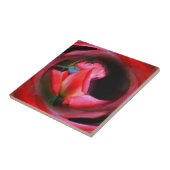 ピンクローズブドフラワーアート抽象芸術 タイル (側面)