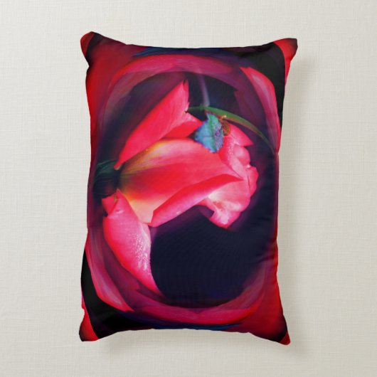 ピンクローズブドフローラ抽象芸術アート アクセントクッション (裏面(縦))