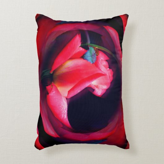 ピンクローズブドフローラ抽象芸術アート アクセントクッション (正面(垂直))