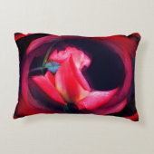 ピンクローズブドフローラ抽象芸術アート アクセントクッション (裏面)