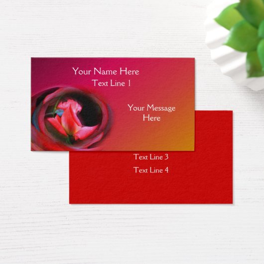 ピンクローズブド抽象芸術フラワーアート名刺 (デスク)