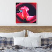 ピンクローズブド抽象芸術フローラ キャンバスプリント (インサイチュ (寝室))