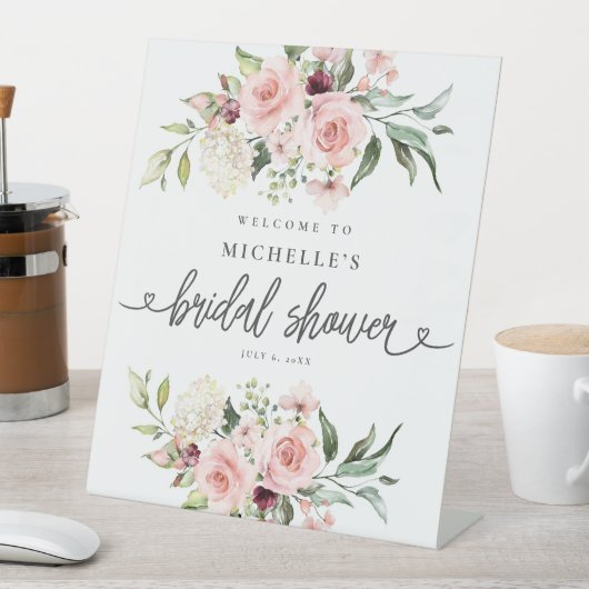 ピンクローズブライダルシャワーウェルカムサイン 台座サイン (インサイチュ)