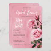 ピンクローズブライダルシャワーカスタム 招待状 (正面/裏面)