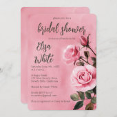 ピンクローズブライダルシャワーカスタム 招待状 (正面/裏面)