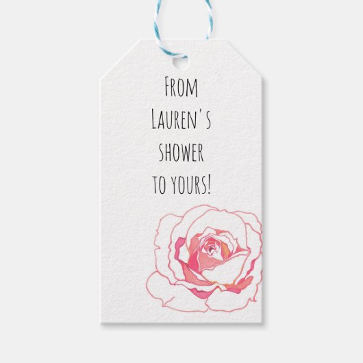 ピンクローズブライダルシャワーギフトラベル ギフトタグ (正面)