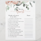 ピンクローズブライダルシャワーゲストゲームを見つける (正面)