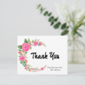 ピンクローズブライダルシャワーサンキューカード カード (スタンド正面)