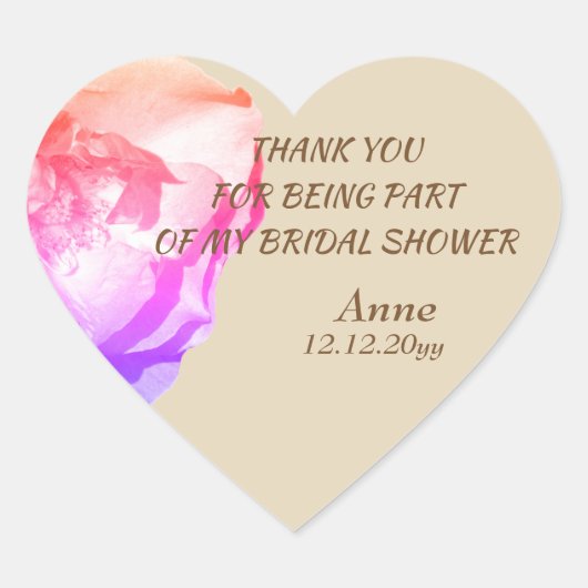 ピンクローズブライダルシャワーハートシール ハートシール (正面)