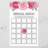 ピンクローズブライダルシャワービンゴゲームカード (正面)
