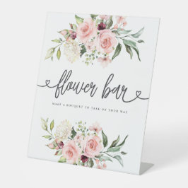 ピンクローズブライダルシャワーフラワーバー 台座サイン