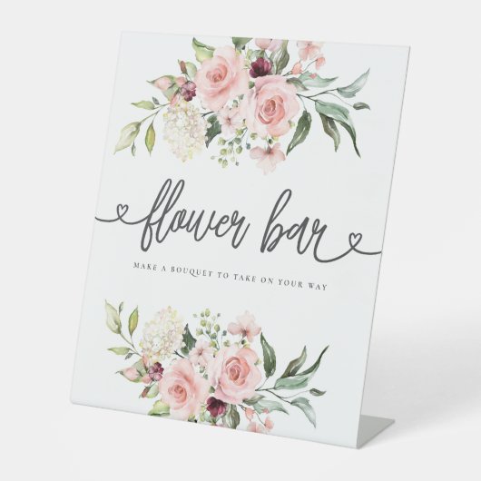 ピンクローズブライダルシャワーフラワーバー 台座サイン (正面)
