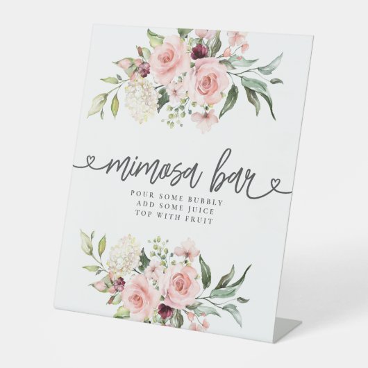 ピンクローズブライダルシャワーフラワーバー 台座サイン (正面)