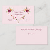 ピンクローズブライダルシャワーラッフルチケット エンクロージャーカード (正面/裏面)