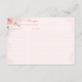 ピンクローズブライダルシャワーレシピエンクロージャカード エンクロージャーカード (裏面)