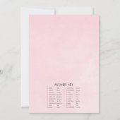 ピンクローズブライダルシャワーワードスクランブルゲームカード 招待状 (裏面)