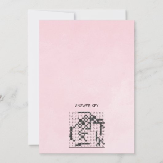 ピンクローズブライダルシャワー単語検索ゲームカード 招待状 (裏面)