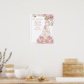 ピンクローズブライドブライダルシャワーウェルカムポスター ポスター (キッチン)