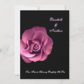 ピンクローズブラックバックグラウンド結婚式招待状 招待状 (裏面)