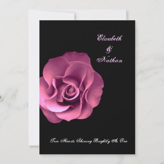ピンクローズブラックバックグラウンド結婚式招待状 招待状 (裏面)