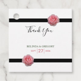 ピンクローズブラックリ結婚ボンの贈り物 フェイバータグ