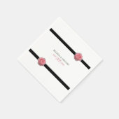 ピンクローズブラックリ結婚ボン スタンダードカクテルナプキン (角)