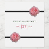ピンクローズブラックリ結婚ボン ワインラベル (シングルラベル)