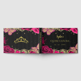 ピンクローズブラック金ゴールドレースバタフライキンセアニラ ゲストブック