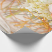 ピンクローズブルーアジサイ花瓶ブーケバラ花 ラッピングペーパー (角)