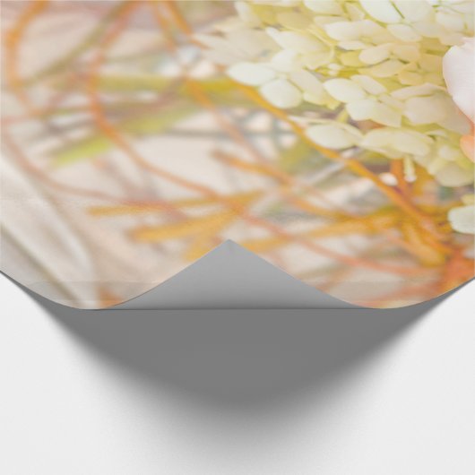 ピンクローズブルーアジサイ花瓶ブーケバラ花 ラッピングペーパー (角)