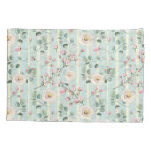 ピンクローズブルーホワイトストライプズ 枕カバー (裏面-左)