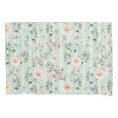 ピンクローズブルーホワイトストライプズ 枕カバー (正面左)