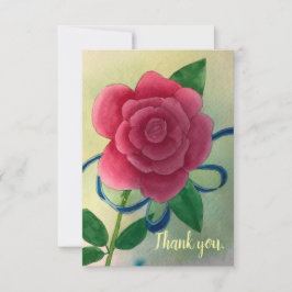 ピンクローズブルー結婚リボンサンキューカード サンキューカード