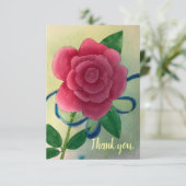 ピンクローズブルー結婚リボンサンキューカード サンキューカード (スタンド正面)
