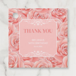 ピンクローズブロッサムフローラ誕生日サンキュー フェイバータグ