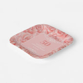 ピンクローズブロッサムフローラ50誕生日 ペーパープレート (傾斜あり)