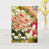 ピンクローズブーケお母さんの日 カード (黄色い花)