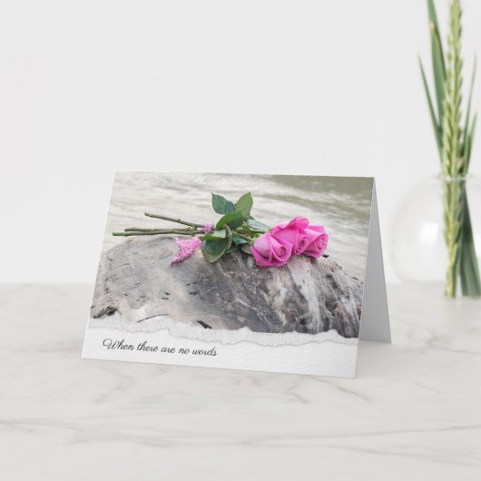 ピンクローズブーケオンドリフトウッド悔やみや弔慰 カード (正面)