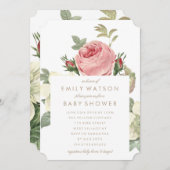 ピンクローズブーケフラワーベビーシャワー招待状 招待状 (正面/裏面)