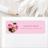 ピンクローズブーケフローラフラワーズ差出人住所 ラベル (インサイチュ)