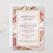 ピンクローズブーケリハエレガントーサルディナー 招待状 (正面)