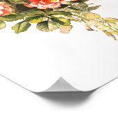 ピンクローズブーケヴィンテージフローラ ポスター (角)