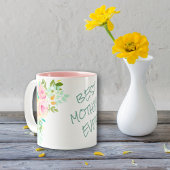 ピンクローズブーケ最高のマザーエバー ツートーンマグカップ