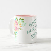 ピンクローズブーケ最高のマザーエバー ツートーンマグカップ (正面左)