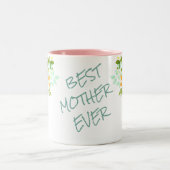 ピンクローズブーケ最高のマザーエバー ツートーンマグカップ (中央)