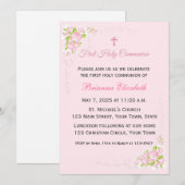 ピンクローズブーケ第1コミュニオン 招待状 (正面/裏面)