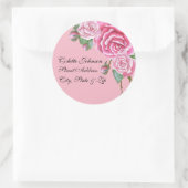 ピンクローズブーケ結婚の差出人住所ラベル ラウンドシール (バッグ)