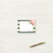 ピンクローズブーケ&グリーンストライプ名前をカスタムする ポストイット (デスク上)