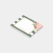 ピンクローズブーケ&グリーンストライプ名前をカスタムする ポストイット (アングル)