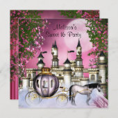 ピンクローズプリンセススウィート16バースデーパーティー 招待状 (正面/裏面)